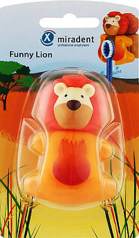Гігієнічний футляр для дитячих зубних щіток Funny Animals Фані енімалс мірадент miradent лев