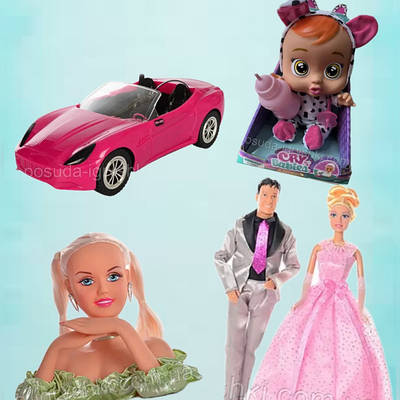 Ляльки типу Барбі, маникени для зачісок, пупси звичайні