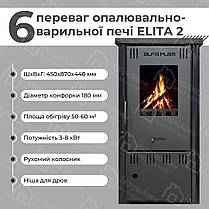 Чавунні печі каміни для дому та дачі Alfa-Plam Піч на дровах з варильною поверхнею Elita 2 6кВт, фото 5