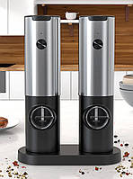 Електричний млин-солонка для спецій, універсальна перечниця для солі та перцю, сільниця перцемолка