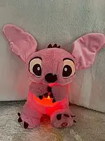 Мягкая игрушка-ночник Дышащий Стич 30 см ночник Спящий и дышащий СТИЧ музыкальный с подсветкой РОЗОВЫЙ