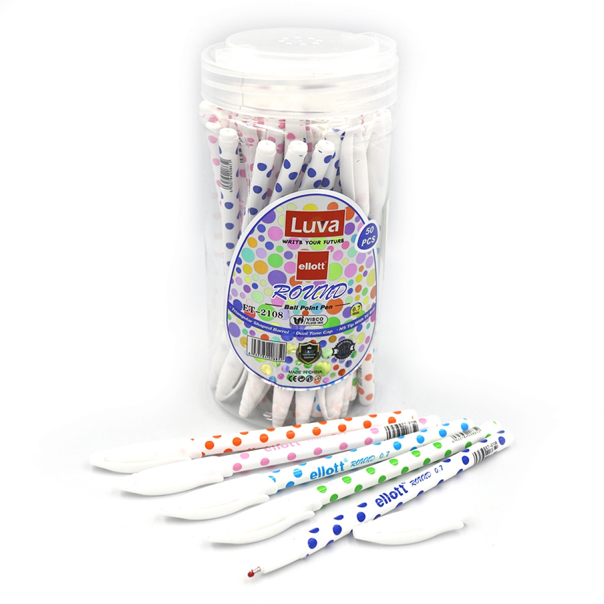 Ручка кулькова Ellot "Luva Round" банка 50шт., син.