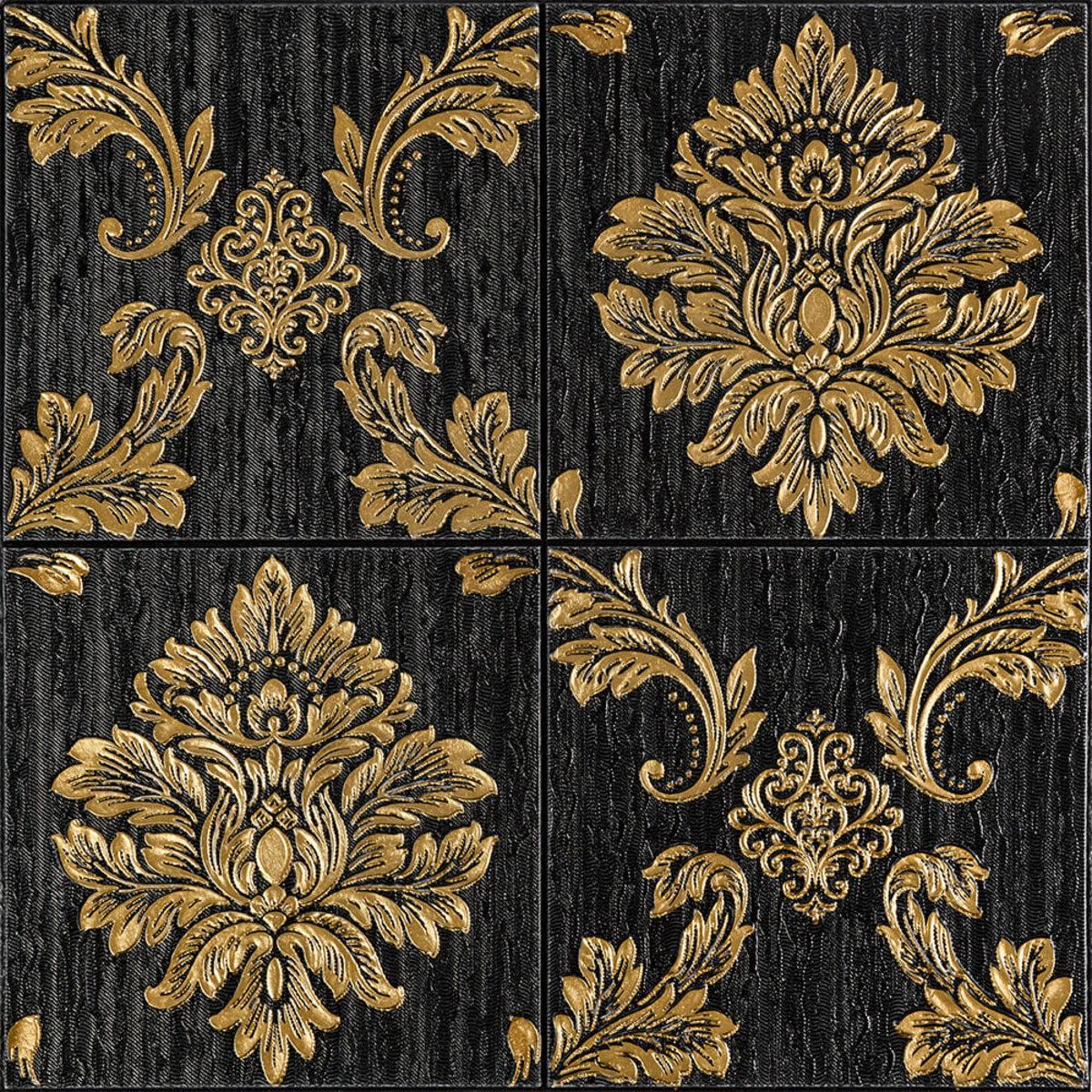 Самоклеюча декоративна 3D панель вінтаж чорний 700x700x4мм, (407) BV-0000759