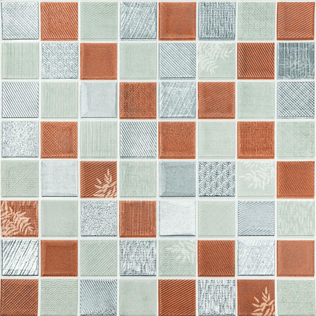 Самоклеюча панель стінова 3D 700х700х4мм мозаїка коричнева (D) SW-00002012, фото 1