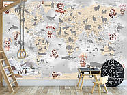 Самоклеюча плівка Oracal "Дитяча карта світу у світлих кольорах " , шпалери для дитячої кімнати, фото 4