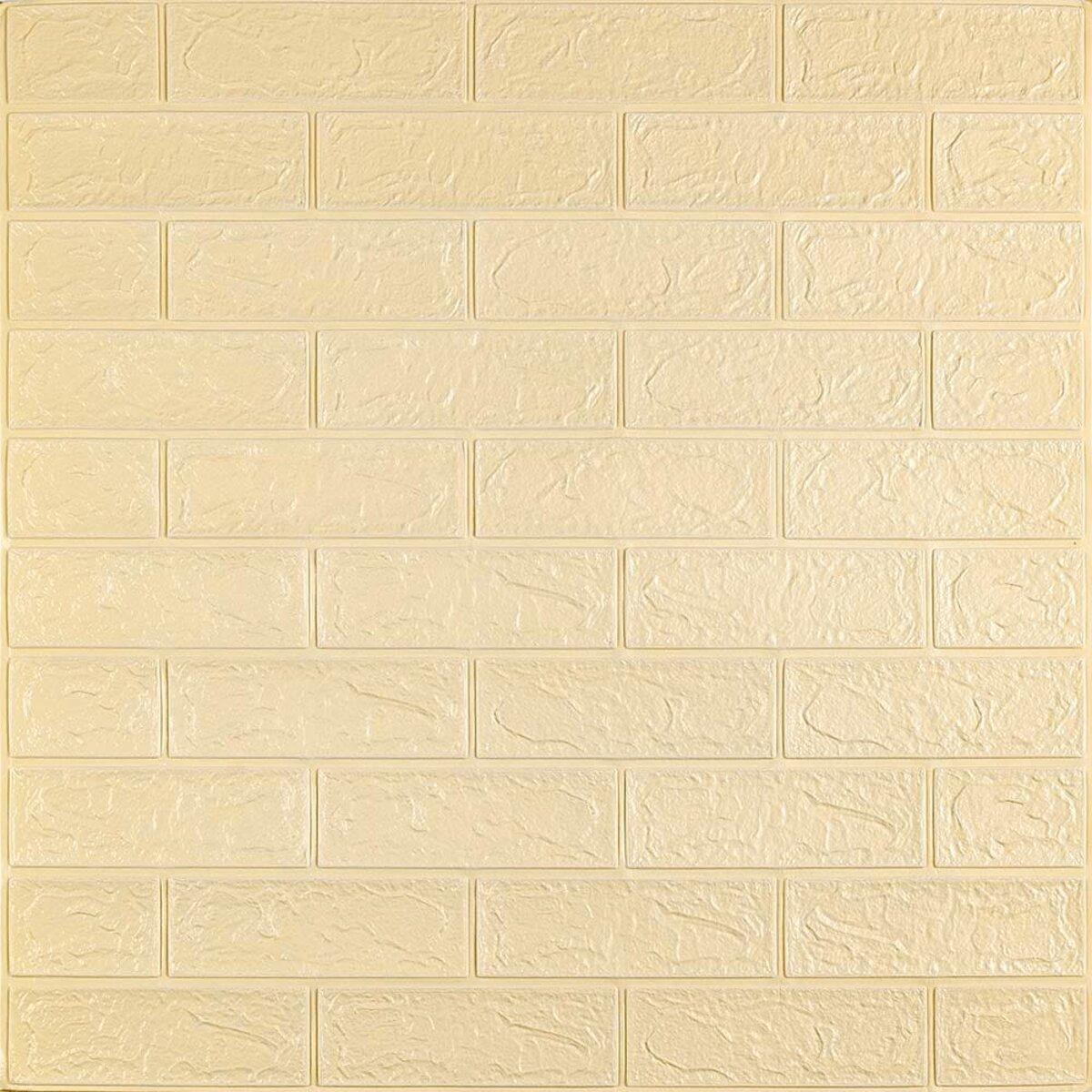 3D панель самоклеюча під бежеву цеглу 700х770х3мм, (9-3) бежеві 3д панелі, BV-0000229, фото 1