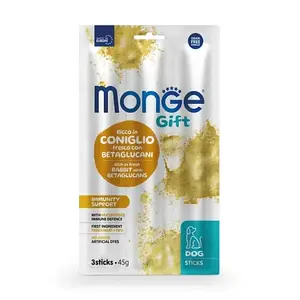 Ласощі для собак Monge (Монж) Gift Dog Immunity support кролик з нуклеотидами 45 гр 28 шт