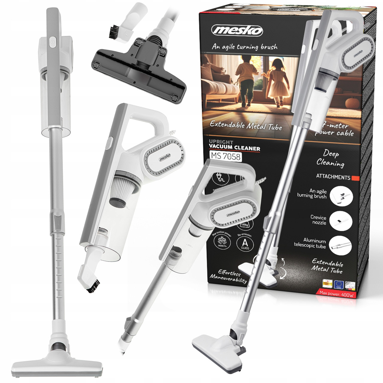 Вертикальний пилосос Mesko MS 7058 — 400 Вт, циклонний, 14 000 Па, 0,5 л, фільтр F6, 7 м кабель, фото 1