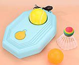 Ігровий набір для тенісу, тренажер для тенісу, набір ракеток, тренажер тенісний м'яч на гумці, фото 4