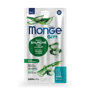 Ласощі для собак Monge (Монж) Gift Dog Skin support лосось з алоє 45 гр 28 шт