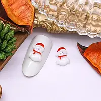 Шарми (фігурки) для нігтів K-412 Сніговик 8х11.5 мм (1 шт), біло-червоні