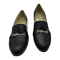 Туфлі жіночі типу лофри на підборах 4 см зі шкіри чорного кольору “Style Shoes”, фото 4