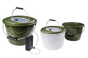 Кан для живця Fishing Roi - з компресором - Зелений - Круглий - 10л