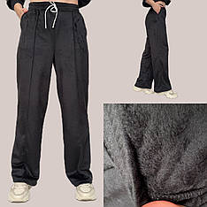 Велюрові утеплені палаццо зі стрілками модель 035 чорні