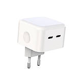 Мережевий зарядний пристрій XO L102 (2USB-Cх3A) QC3.0 White (XO-L102i-WH) + кабель Lightning, фото 2