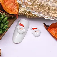 Шарми (фігурки) для нігтів K-410 Санта Клаус 11.5х9.5 мм (1 шт), біло-червоні