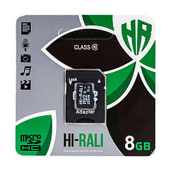 Карта Пам'яті Hi-Rali MicroSDHC 8gb UHS-1 10 Class &amp; Adapter Колір Чорний