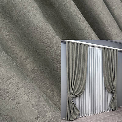 Комплект готових штор з жаккарда, колекція "Sultan" Туреччина. Колір сірий. Код 875ш