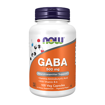 Амінокислота GABA Now Foods (Гамма-Аміномасляна Кислота) 500 мг 100 капсул