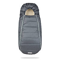 Зимовий конверт кокон в дитячий візочок на натуральній овчині для новонароджених малюків Baby XS сірий