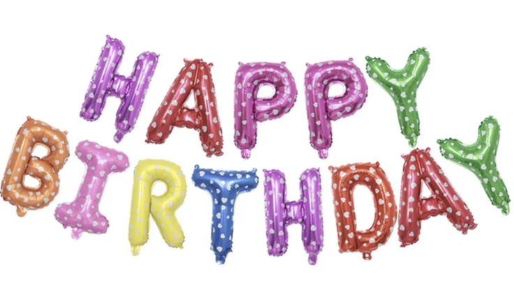 Р305 Гірлянда КИТАЙ-КТ Happy Birthday різнокольорові літери з серцями (УП), фото 1