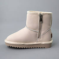 Зимові дитячі зимові уггі для дівчинки з натуральної шкіри збоку на блискавці