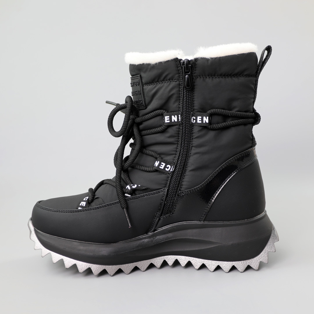 Високі дитячі черевики утеплені хутром з екошкіри та балона на товстій рифленій підошві