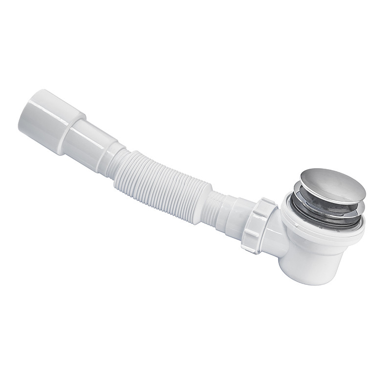 Сифон для душового піддону Zerix SD-03 автоматичний (Click-Clack) випуск 70мм (Колір білий) 1 1/2'' (ZX5087), фото 1