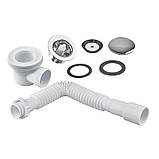 Сифон для душового піддону Zerix SD-03 автоматичний (Click-Clack) випуск 70мм (Колір білий) 1 1/2'' (ZX5087), фото 3