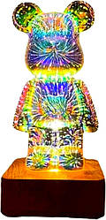 Світильник LED 3D Bearbrick світлодіодний  нічник Ведмедик 23 см сенсор і батарея