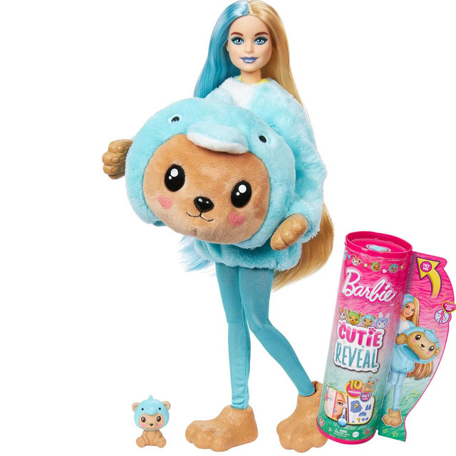 Лялька Барбі з сюрпризами Ведмедик у костюмі дельфіна Barbie Cutie Reveal Dolphin HRK25 Лялька Барбі з сюрпризами Ведмедик у костюмі дельфіна Barbie Cutie Reveal Dolphin HRK25