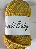 Купить пряжу Велюр Bambi baby колiр гiрчичний, фото 2