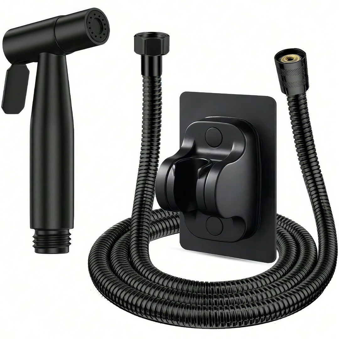 Ручний розпилювач для біде для туалету з нержавіючої сталі з підставкою AND AA6-14 Чорний, фото 1