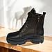 Жіночі зимові черевики шкіряні на шнурівці тракторній підошві чорні берці 36-41 розмір, фото 2