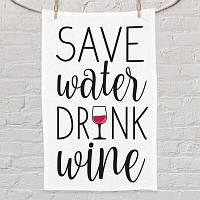 Рушник маленький 50х80 см з принтом Save water drink wine