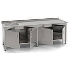 Стіл-тумба кухонний з мийкою 700х1900 мм, виробнича кухонна тумба з мийкою, металева тумба-стіл кухонна, сталеві меблі на кухню, фото 2