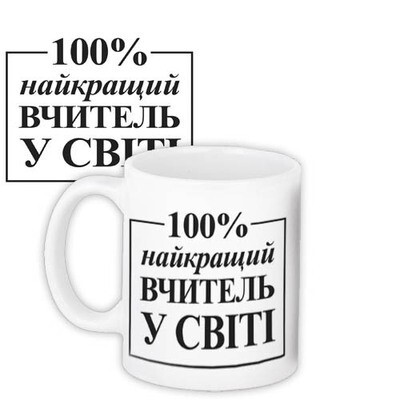 Чашка з принтом Найкращий вчитель у світі на белом фоне