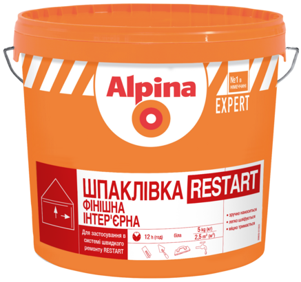 Шпаклівка акрилова Alpina Expert Restar Шпаклівка фінішна інтер'єрна Біла, 14 кг.