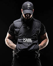 Чоловіча жилетка Karl Lagerfeld чорна спортивна безрукавка, жилет сірий Карл Лагерфельд, фото 3