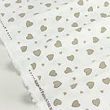 Фланель "Серця з контуром" кавового кольору на білому тлі, ширина 240 см № Ф-3390, фото 2