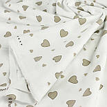 Фланель "Серця з контуром" кавового кольору на білому тлі, ширина 240 см № Ф-3390, фото 4