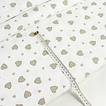 Фланель "Серця з контуром" кавового кольору на білому тлі, ширина 240 см № Ф-3390, фото 5