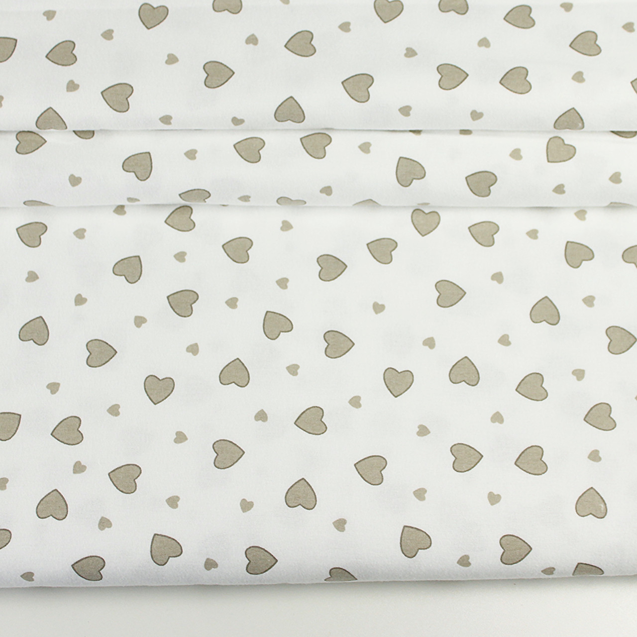 Фланель "Серця з контуром" кавового кольору на білому тлі, ширина 240 см № Ф-3390, фото 1