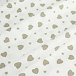 Фланель "Серця з контуром" кавового кольору на білому тлі, ширина 240 см № Ф-3390, фото 3