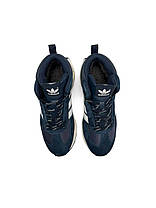 Чоловічі зимові кросівки Adidas Retropy E5 Navy White Fur winter Адідас Ретропі сині замшеві з хутром зима, фото 5