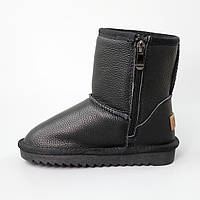 Дитячі зимові уггі з натуральної шкіри збоку на блискавці з хутряною підкладкою