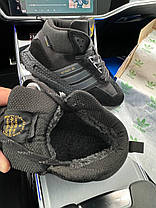 Зимові чоловічі кросівки Adidas Retropy E5 total black Fur winter Адідас Ретропі чорні замшеві з хутром зима, фото 3