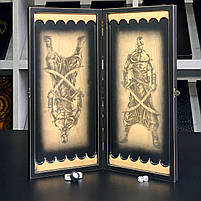 Дерев'яні нарди ручної роботи Тризуб 50×23 см подарункові, фото 2