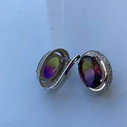 Срібні сережки з мультиколором "Диваль"