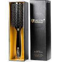 Гребінець для волосся з натуральною щетиною Salon Professional, браш у подарунковому боксі, діаметр 43мм